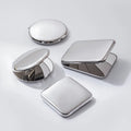 Fashion Stainless Steel Double Sided Foldable Square Pocket Mirror Custom Logo Small Portable Mini Makeup Mirror