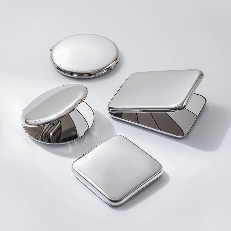 Fashion Stainless Steel Double Sided Foldable Square Pocket Mirror Custom Logo Small Portable Mini Makeup Mirror