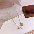 Kalung Bunga Elegant Zircon Opal Rose Gold  Tulip Crystal Choker Necklace Women Wedding Jewelry Tulip Necklace