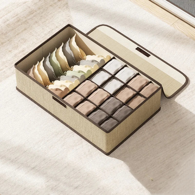 2024 Home Foldable Underwear Storage Organizer Multifunctional Storage Box with Handle Underwear Socks Storage Boxes Organizer