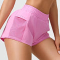 Custom Logo Workout Clothing Casual Shorts 2 in 1 Side Pocket Mesh Patchwork Quick Dry Breathable Sports Yoga Shorts for Women