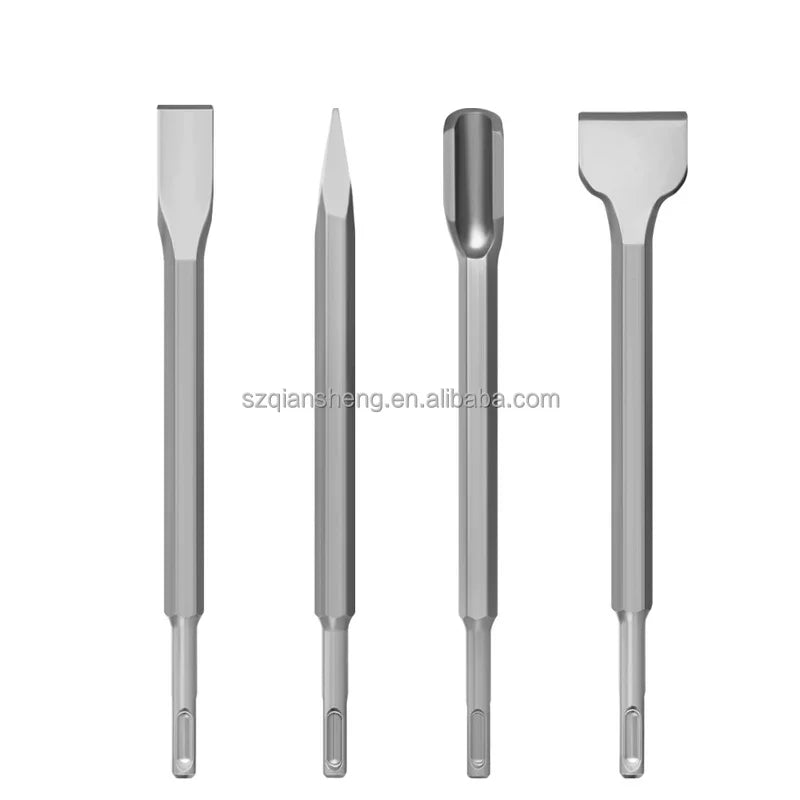 4pcs 250mm SDS PLUS Chisels Set Point Groove Gouge Flat Chisel Electric Hammer Drill Bit
