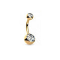 Wholesale Custom Implant Grade Titanium Gold PVD Double Ball White CZ Gem Children's Wedding Belly Ring Piercing Body Jewelry