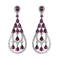 Exquisite Rhodium Plated 925 Silver Jewelry Natural Pyrope Drop Earrings for Women Birthday Gift