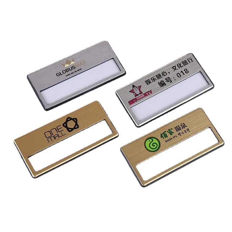 Whosale Gold Silver Plated Reusable Staff Employee Badge Name Tags for Hotel