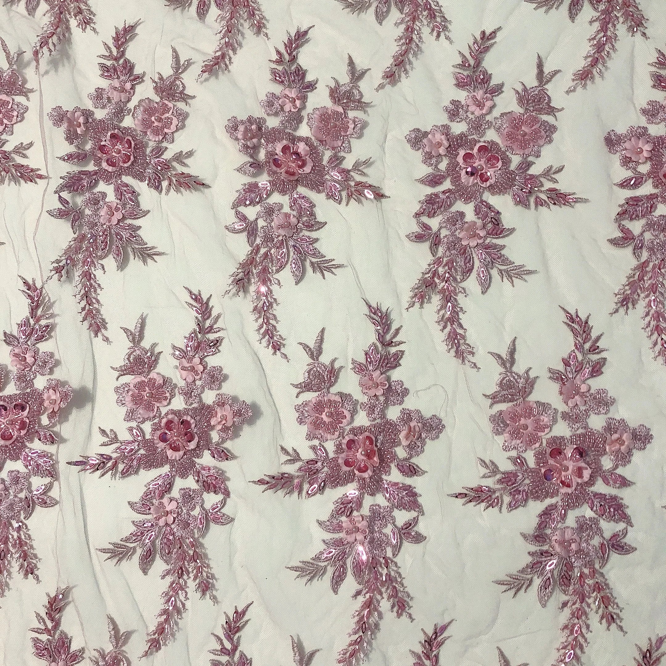 Luxury 3d Flower Heavy Color Beaded Floral Lace Fabric for Wedding Dress LT20935