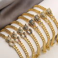 European and American Copper Plated 18K Gold Zircon Leopard Bracelet Female Niche High Fashion Hip Hop Hand Jewelry