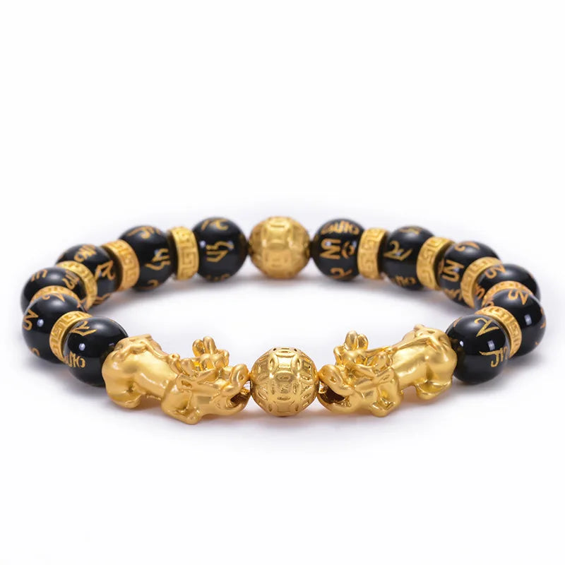 Feng Shui Black Obsidian Bracelet Buddha Power Bracelet