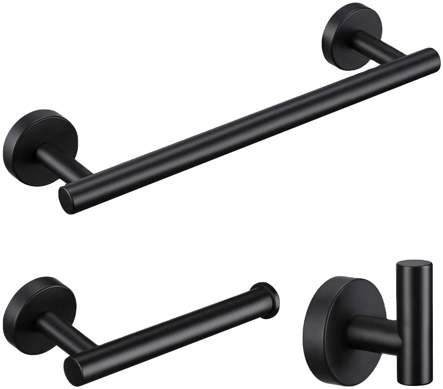 Black Round Bathroom Accessories sets Stainless Steel 3 for Bathroom