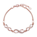 925 Sterling Silver Infinity Charm Bracelet with Zircon Rose Gold Wedding Party Jewelry Gift Idea