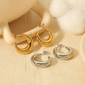 Hypoallergenic Non Tarnish Waterproof Jewelry 18k Gold Plated Stainless Steel Thick Hollow Cc Moon Shape Stud Earrings YF4083
