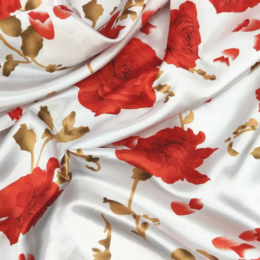 Floral Print Silk Satin Fabric Women Dresses Floral Satin Fabric Recycled Satin Silk Printed Fabric for Dress