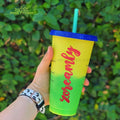 2025 2026 New Promotional Reusable Temperature Change Color Plastic Water Drinking Cup Tumbler With Straw Anf Lid