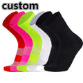 Outdoor Fluorescent Color Polyamide Nylon Athletic Sport Crew Socks Men Custom Cycling Socks
