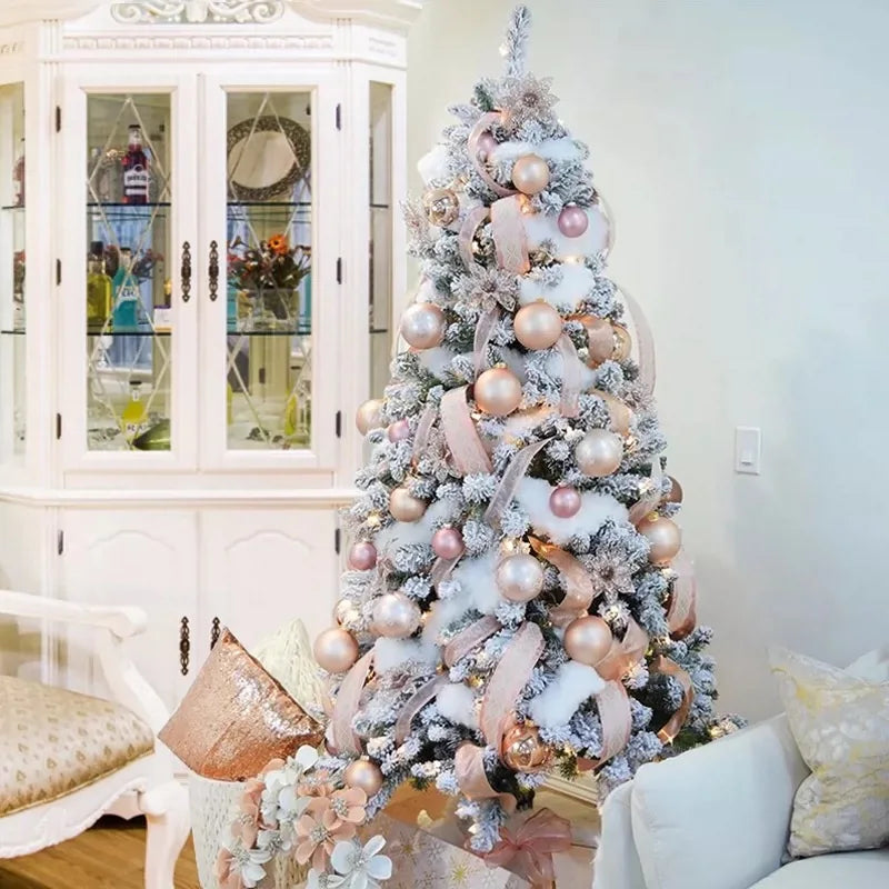 High Quality Artificial Falling Snow 100% Pvc Mixed Pe Christmas Tree with Green Leaves