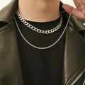 Fashion Simple Classic Men's Thick Chain Necklace Hip-Hop Men's Cuban Necklace 2 Piece Set MegaBDM