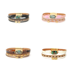 Hand Accessories New 2024 Chic Simple Women's Bracelet Boho Chic Multi-layer Leather Bracelet