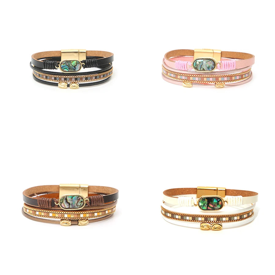 Hand Accessories New 2024 Chic Simple Women's Bracelet Boho Chic Multi-layer Leather Bracelet