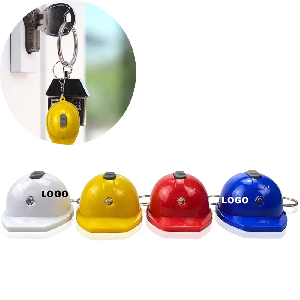 Personalized Customs Beer Bottle Opener Hard Plastic Safety Hat Branded Logo Led Keychains Bottle Opener for Promotional Gifts