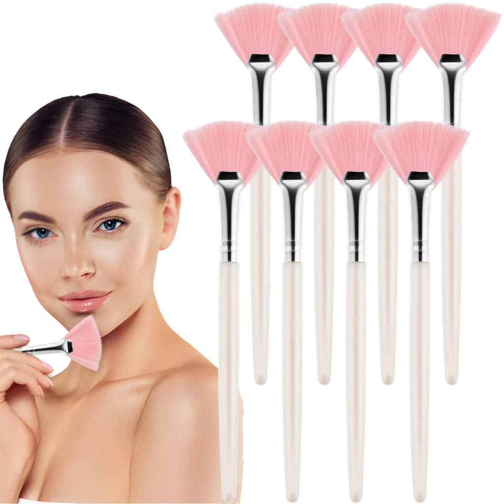 Pink Fan Facial Mask Synthetic Hair Soft Makeup Brush Cosmetic Applicator Plastic Handle Glycolic Peel Mud DIY Beauty Tool