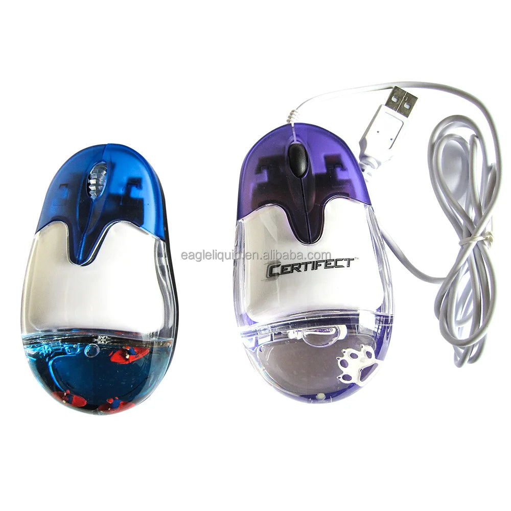 Novelty Computer Mouse with Custom logo Computer Mini Aqua Liquid USB Optical Mouse with Customized Floater Aqua Wired Mouse