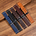 Factory Manufacturer Luxury Racing Rally Watchband 20mm 22mm Quick Release Breathable Holes Genuine Leather Watch Strap