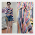 Eco-friendly New Design Colorful Fashion Knitted Warp Tricot Knit Crochet Net Fabric Crochet Knit Rainbow Jacquard Fabric