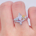 14K White Gold Women Elegant Style Engagement Ring VVS Moissanite Diamond Wedding Eternity Band Rings Set Anniversary Gifts
