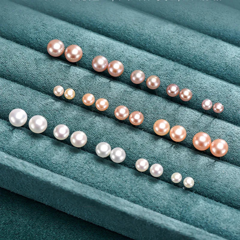 Wholesale Cheap Button Shape 925 Sterling Silver Earring Freshwater Pearl