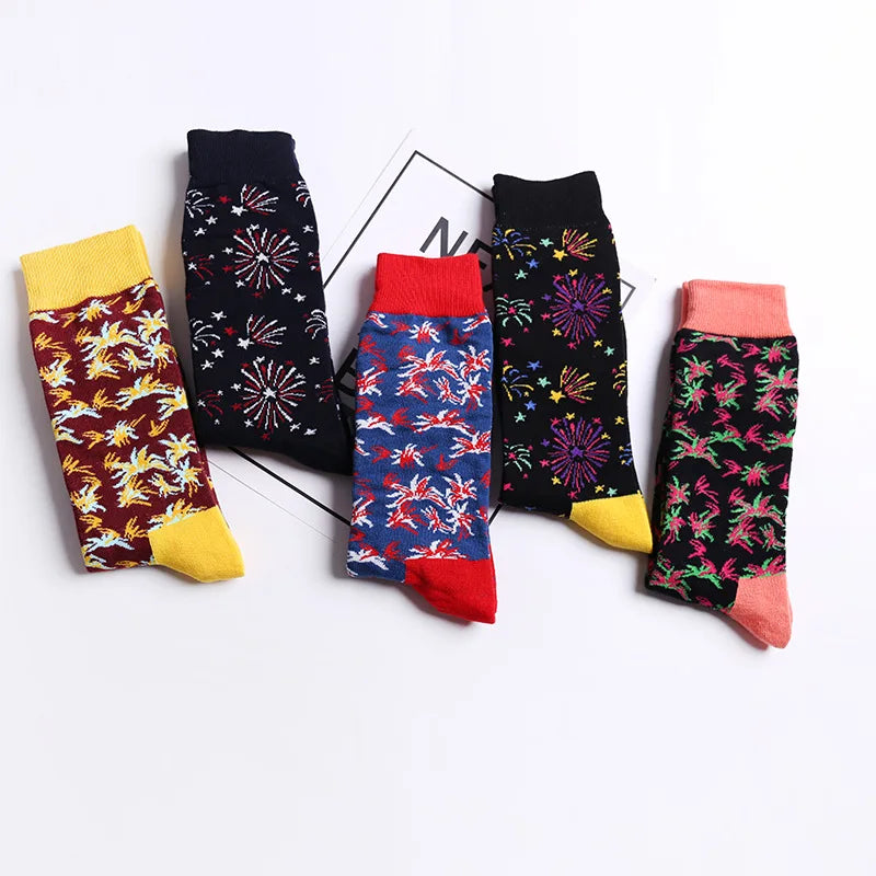 XIANGHUI Fashion Cotton Socks Can Custom logo  Women's Hosiery  Fireworks Stocking Socks for Womens Socks