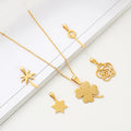 Stainless Steel PVD Gold Plated Waterproof Charms Necklace Jewelry Set Weekly Charms for Wedding Gift