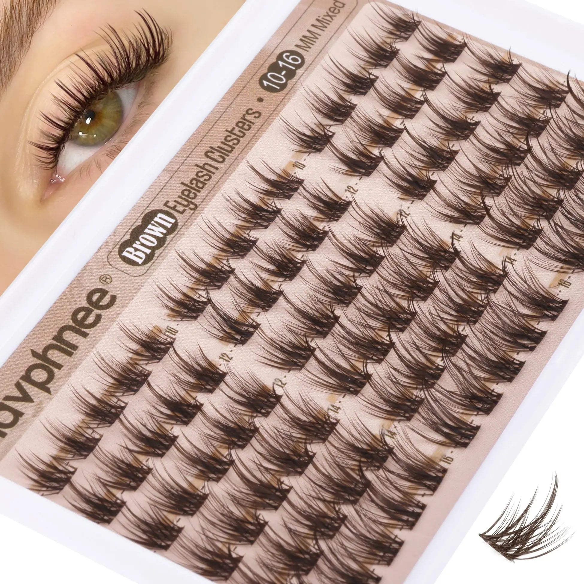 Brown Natural Wispy Lash Clusters 8-16mm Mixed Length DIY Eyelash Extensions for Everyday Use
