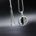 Unisex Stainless Steel Lucky Wheel Necklace with Rotatable Hip Hop Pendant Geometric Pattern for Men and Women's Anniversary