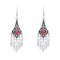 Kazakh Ethnic Earrings Red Black Green Dangle Earrings Women Drop Tassel Earrings for Party Gift Jewelry