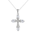 925 Sterling Silver Cz Cross Pendant Necklace