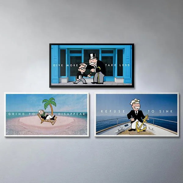 Motivational Monopoly Real World Abstract Poster Sea Beach Cartoon Mindset Home Decor Nordic Graffiti Oil Painting