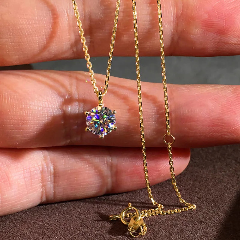 CAOSHI Brass Jewelry Pendant Delicate Six-Claw Clavicle Chain Necklace Simple Single Diamond Zircon Wedding Necklace for Women