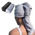 Custom Wholesale Woven 390gsm Fast Dry Lightweight Soft Quick Drying Rectangle Absorbent Waffle MicroFiber Hair Turban Towel