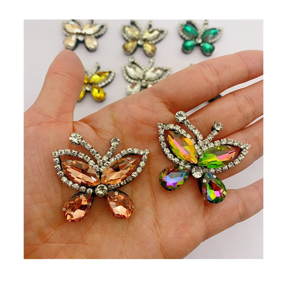 Wholesale 3D Handmade Rhinestone Applique  Sew on  Patches for Clothes DIY