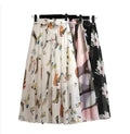 Bohemian Floral Chiffon Skirt for Female High Waist Medium Length Breathable Beach Casual Dress for Girls Long Skirt Natural