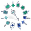 New Arrival Jewelry Gold Plated S925 Sterling Silver GRC Sapphire Paraiba Columbian Emerald Lab Grown Gemstone Pendant Necklace