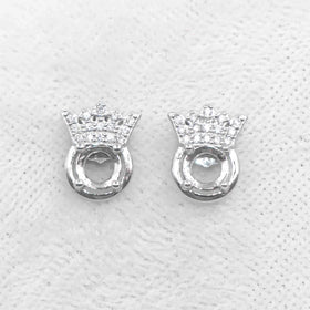 Sterling Silver 5*5mm Semi Mount Stud Earrings Empty Support Blank Claws Setting S925 Base Without Center Stone for DIY Inlay