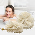Natural Eco-friendly Ramie Cotton Bath Scrub Ball with Wood Bead for Body Exfoliation Soft Comfortable