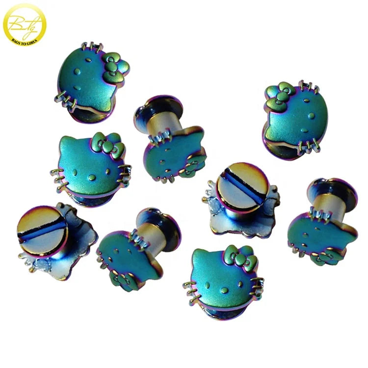 Wholesale Cute Cartoon Logo Brand Tail Clips Rainbow Screw Purse Accessories Safety Feature Trendy Vintage Luxury for Handbags