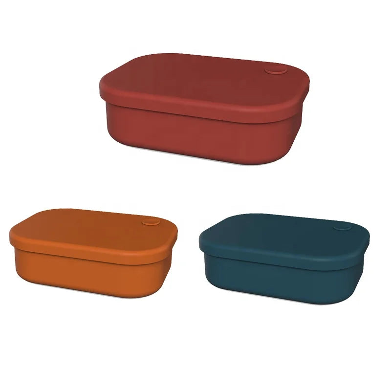 Silicone Storage Lunch Box Portable Bento Set Heatable Microwavable Leak Proof Eco-Friendly Durable Single Tier for Kids Adults