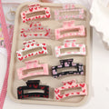 QIYUE Pink Heart Print Hair Claw Clips Strong Hold Hair Accessories for Cosplay Women Valentine's Day Hair Pins Party Gifts