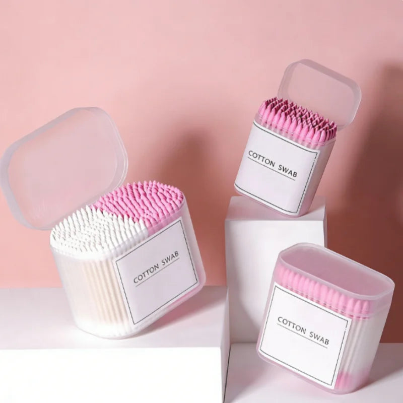 Precision Soft Flexible 300-Count Boxed Dual-Tip Round & Pointed Paper-Stick Cotton Swab for Makeup Remover