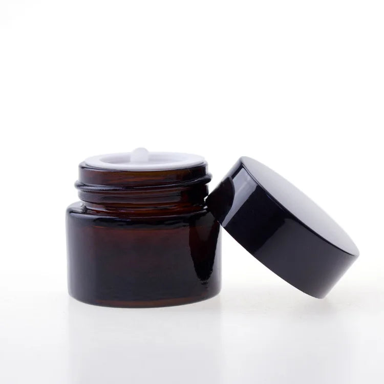 Custom Label Empty Cosmetic Pot Jar Skincare Cream 5g 10g Round Amber Small Glass Jar