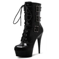 15 cm Black Thin Heel Round Head 6 Inch ultra High Heel Fashion Short Boots Large Women's High Heel Fashion Boots