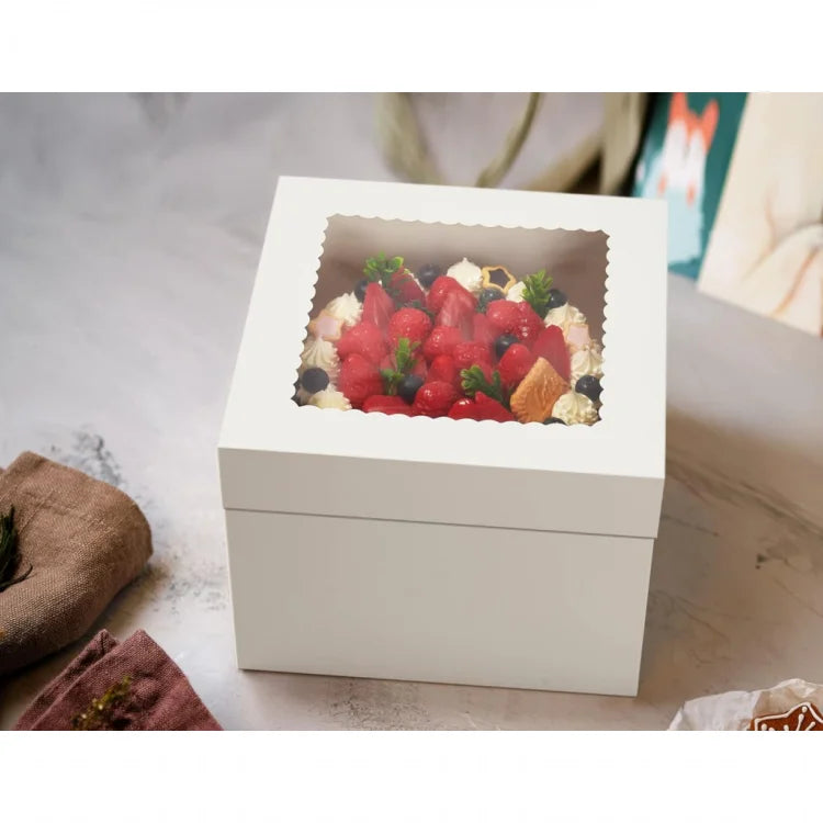 Wholesale Birthday Cake Box  Cardboard  WIth  Transparent Window   Lid  With Paper Bottom Tray Cake Shop